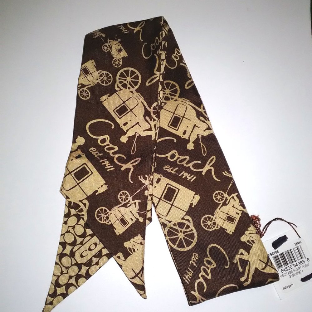 COACH MAHOGANY HERITAGE SCRPT PONY SCARF